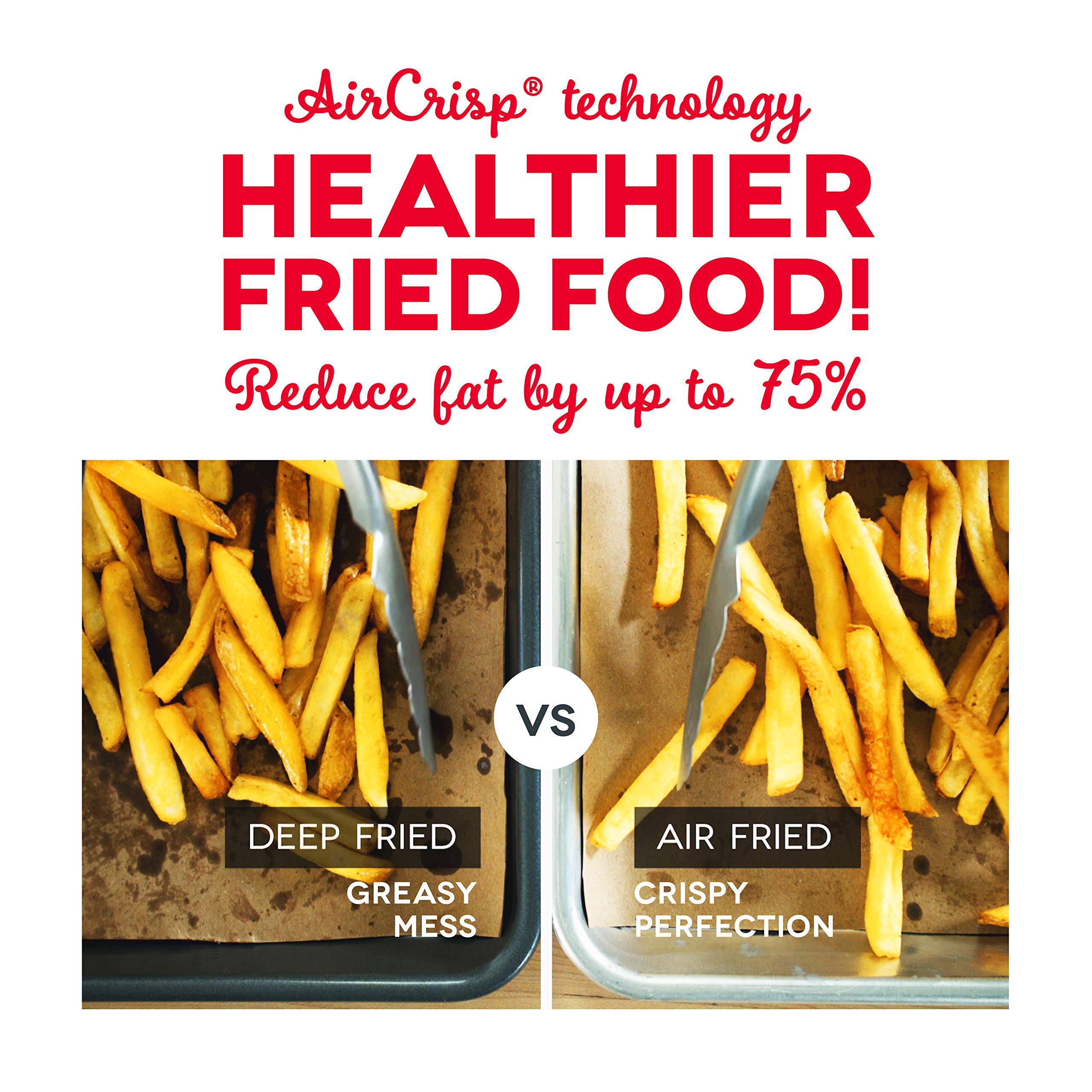 Dash Tasti-Crisp Electric Air Fryer Oven, 2.6 Qt., Grey - Compact Air Fryer For Healthier Food In Minutes, Ideal For Small Space
